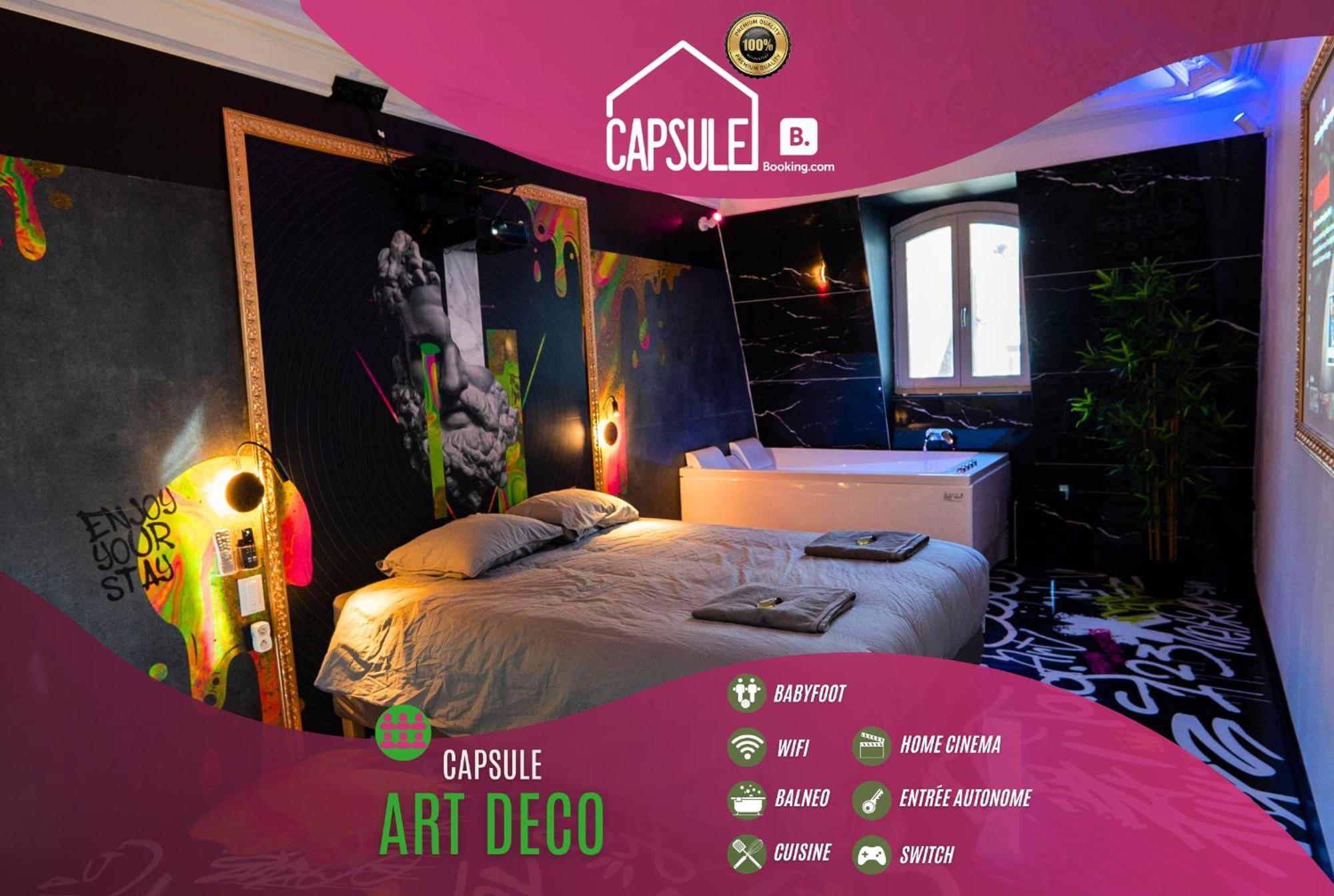 Capsule Art Deco - Jacuzzi - Netflix - Home Cinema - Arcade De Jeux & Nintendo Switch - 2 Chambres - Filet Suspendu Valenciennes Ngoại thất bức ảnh